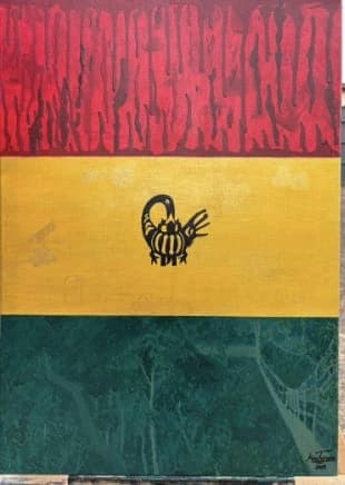 Warrior King: red, gold and green bands with a black symbolic motif