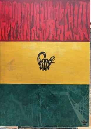 Warrior King: red, gold and green bands with a black symbolic motif