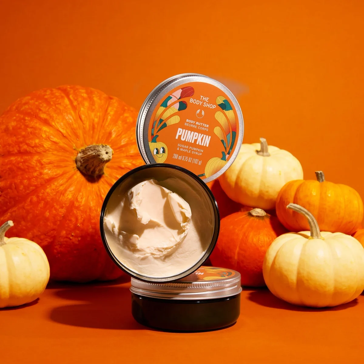 The Body Shop pumpkin body butter with pumpkins