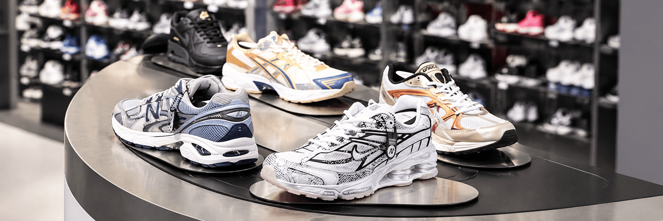 A display of trainers in a JD Sports store