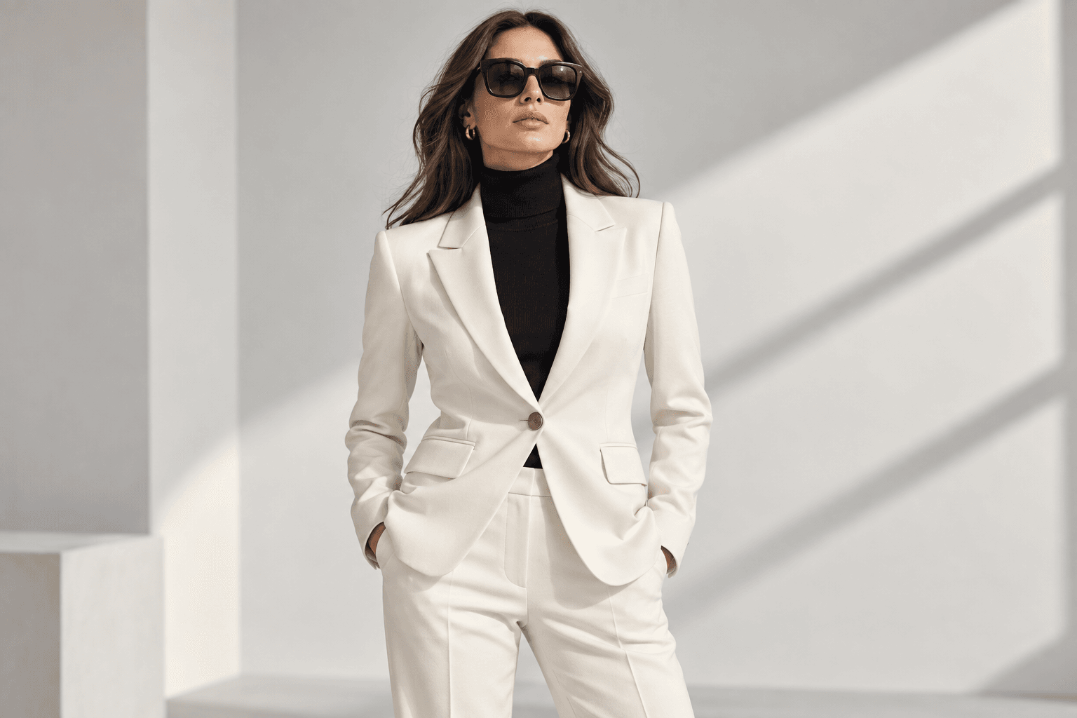 Boohoo ivory tailoring fashion editorial